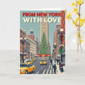 Uit New York met liefde  retro kerst Kaart (Gele Bloem)