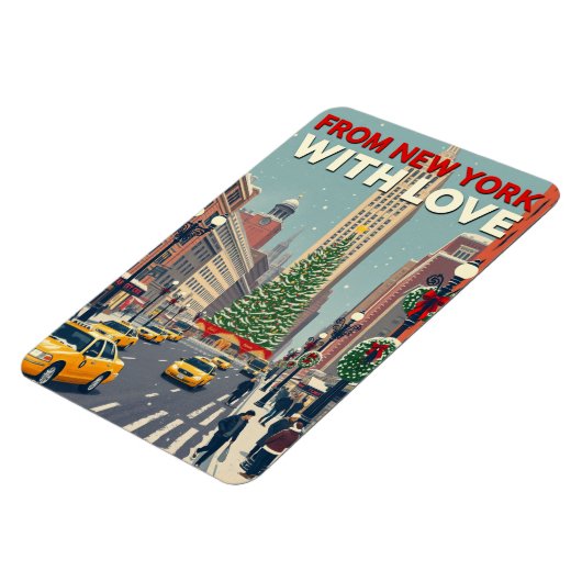 Uit New York met liefde  retro kerst Magneet (Linkerzijde)
