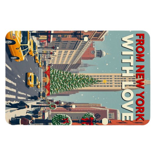 Uit New York met liefde  retro kerst Magneet (Horizontaal)