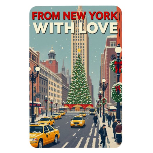 Uit New York met liefde retro kerst Magneet (Verticaal)