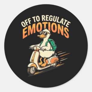 Uit om Emoties te Reguleren Funny Goose Scooter Me Ronde Sticker