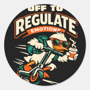 Uit om Emoties te Reguleren Funny Goose Scooter Me Ronde Sticker