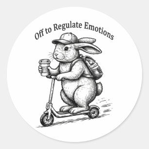 Uit om emoties te reguleren Grappige Bunny Konijn  Ronde Sticker