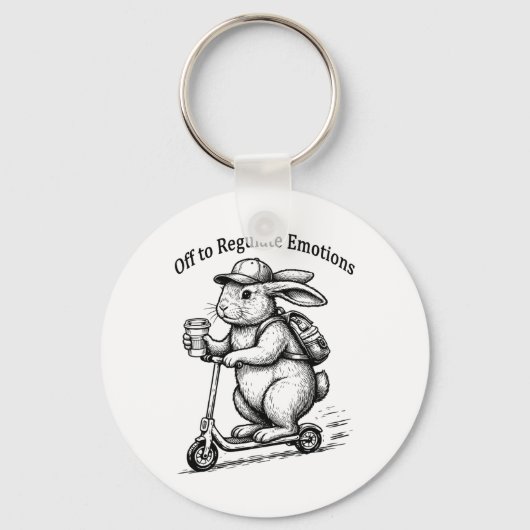 Uit om emoties te reguleren Grappige Bunny Konijn Sleutelhanger (Voorkant)