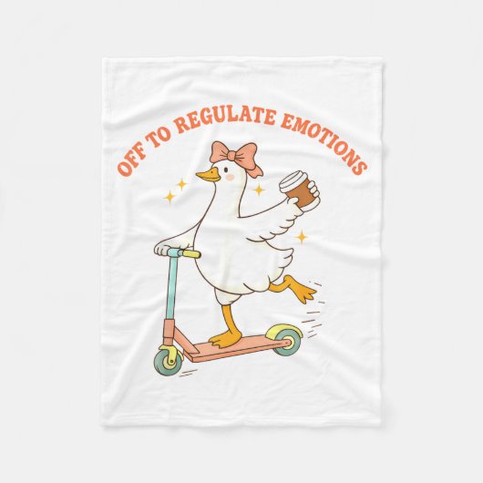Uit om Emoties te Reguleren Grappige Gans Scooter Fleece Deken (Voorkant)