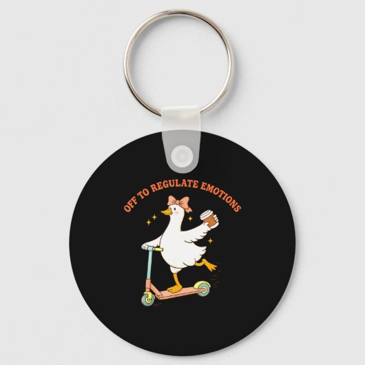 Uit om emoties te reguleren grappige gans scooter sleutelhanger (Voorkant)