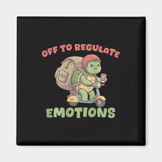 Uit om emoties te reguleren Grappige Turtle Scoote Magneet (Voorkant)