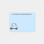 Uit om golf te spelen Golfkar met bier en hotdog Post-it® Notes (Voorkant)