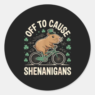 Uit om kattenkwaad uit te halen capybara meme st p ronde sticker