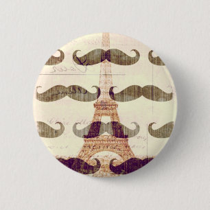 Uit Parijs met snor Ronde Button 5,7 Cm