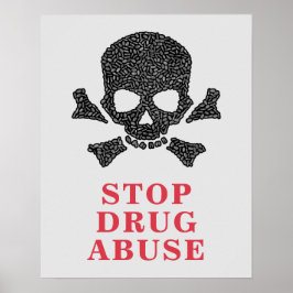 Uit pillen vervaardigde schedel Stop Poster drugsm