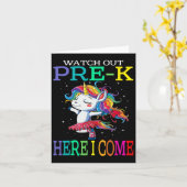 Uit Pre-K Hier kom ik Eenhoorn terug naar school Kaart (Gele Bloem)