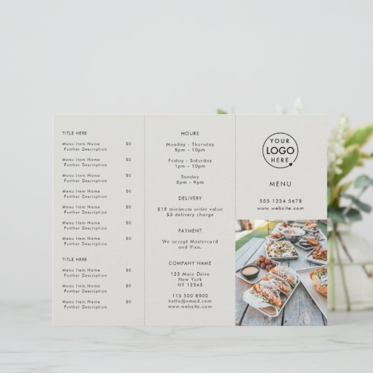 Uit | Restaurant Gray Logo Foto Menu (Staand voorkant)
