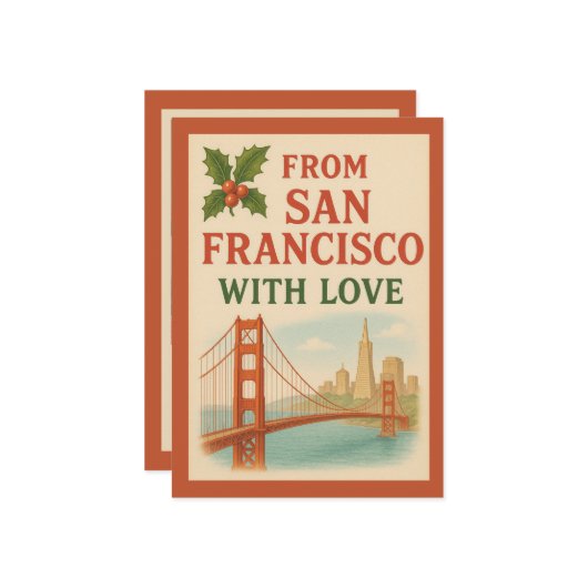Uit San Francisco met liefde aangepaste kerst Kaart (Voorkant / Achterkant in situ)