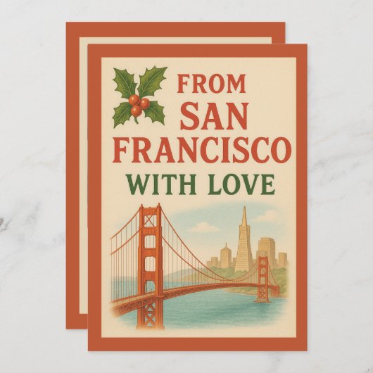 Uit San Francisco met liefde aangepaste kerst Kaart (Voorkant / Achterkant)