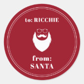 uit Santa Custom Kind's Naam Kerstcadeau Ronde Sticker (Voorkant)