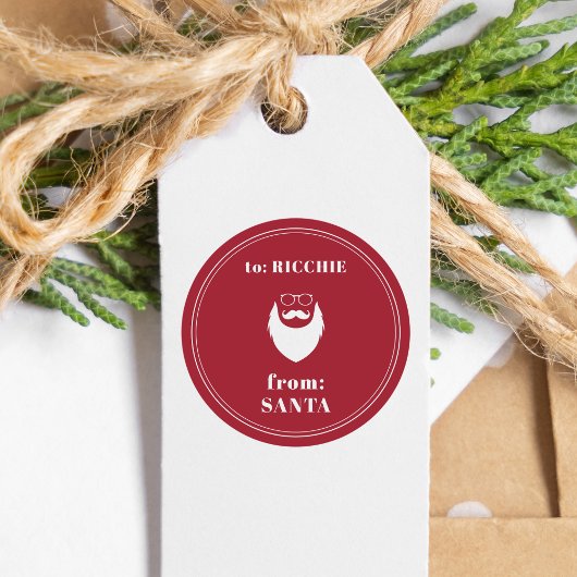 uit Santa Custom Kind's Naam Kerstcadeau Ronde Sticker