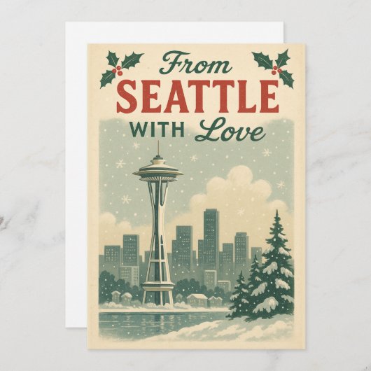  uit Seattle met liefde voor kerst Feestdagenkaart (Voorkant / Achterkant)