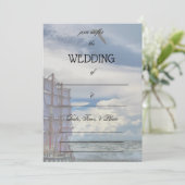 Uit te vullen uitnodiging voor een oceaanhuwelijk  (Staand voorkant)