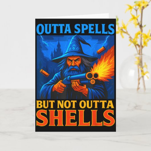 Uit toverspreuken maar niet uit granaten tovenaar  kaart (Gele Bloem)