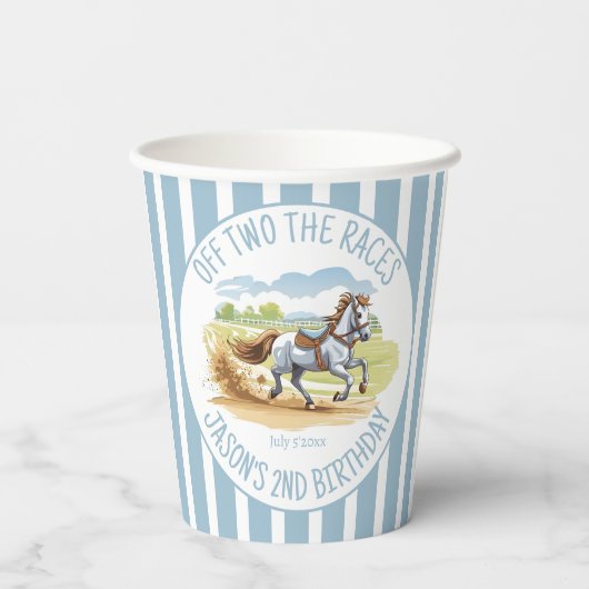 Uit twee races de ruiterpartij gedrukt papieren bekers (Achterkant)