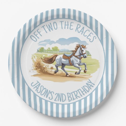 Uit twee races de ruiterpartij gedrukt papieren bordje (Voorkant)