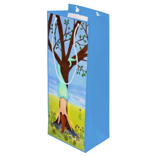 "Uit water" Zeemeerminnende kunst Wijn Cadeautas (Achterkant Gekanteld)