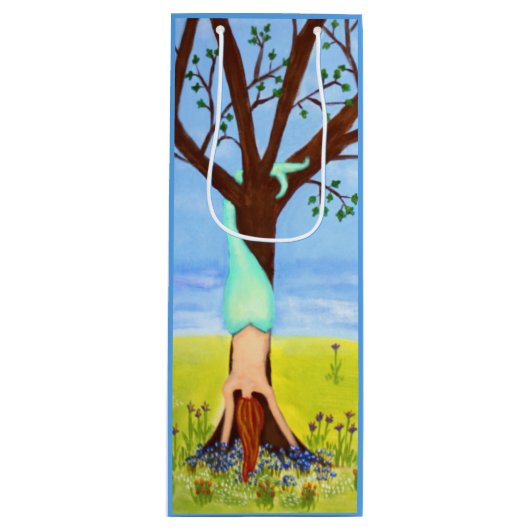 "Uit water" Zeemeerminnende kunst Wijn Cadeautas (Voorkant)