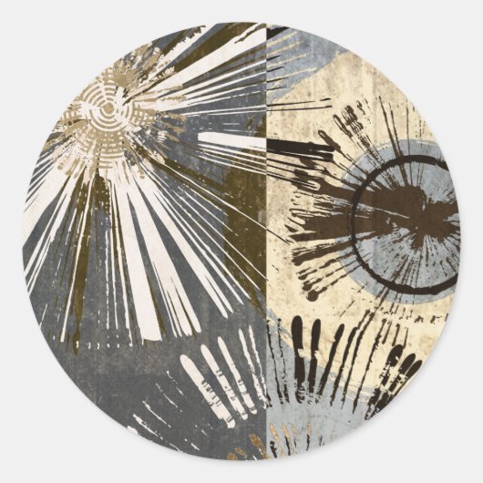 Uitbarstende Tegels I Ronde Sticker (Voorkant)