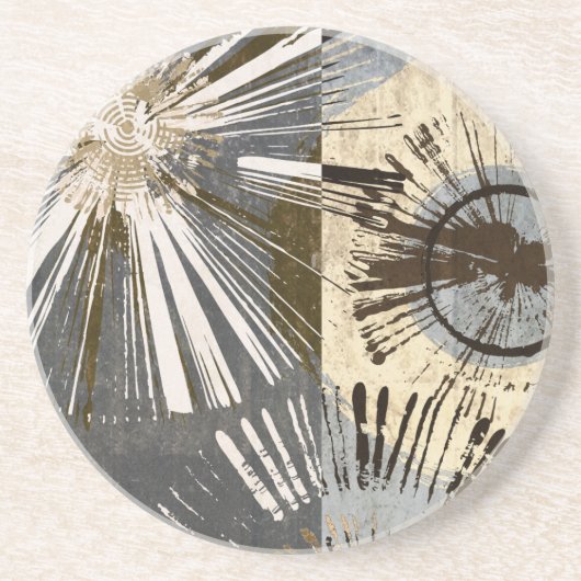 Uitbarstende Tegels I Zandsteen Onderzetter (Voorkant)