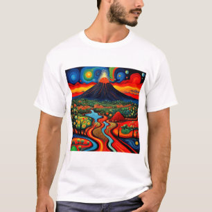 Uitbarstende vulkaan in de nacht 10 t-shirt