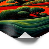 Uitbarstende vulkaan in de nacht 6 perfect poster (Hoek)