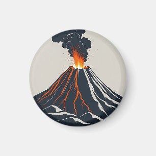 Uitbarstende vulkaan Moderne Kunst Illustratie Magneet