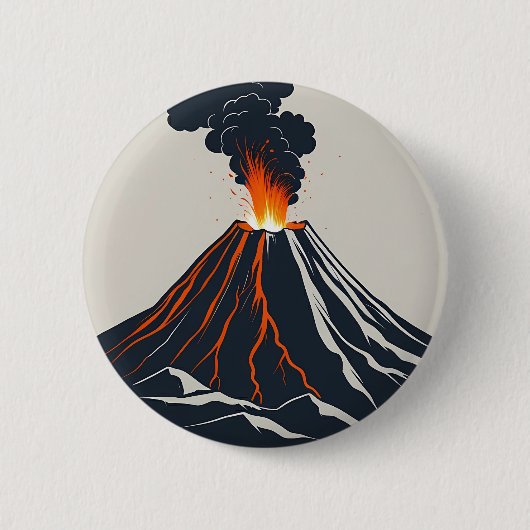 Uitbarstende vulkaan Moderne Kunst Illustratie Ronde Button 5,7 Cm (Voorkant)