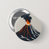 Uitbarstende vulkaan Moderne Kunst Illustratie Ronde Button 5,7 Cm (Voorkant /achterkant)