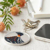 Uitbarstende vulkaan Moderne Kunst Illustratie Sleutelhanger (Zijkant)