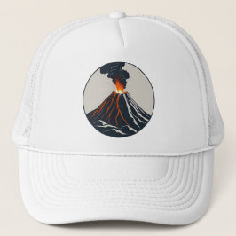 Uitbarstende vulkaan Moderne Kunst Illustratie Trucker Pet
