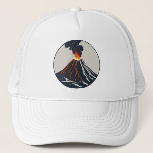 Uitbarstende vulkaan Moderne Kunst Illustratie Trucker Pet