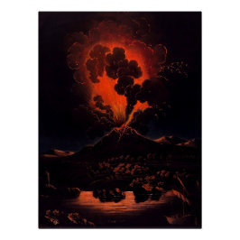 Uitbarsting van de Etna 's nachts (F Weber) Perfect Poster