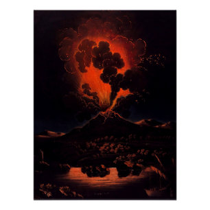 Uitbarsting van de Etna 's nachts (F Weber) Perfect Poster