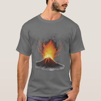Uitbarsting van de macht: vurige vulkaan t-shirt