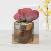 Uitbarsting van rood-Oranje Notecard - Succulent Kaart (Gele Bloem)