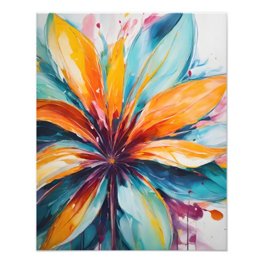 Uitbarsting van schittering: Abstracte bloemkunst Foto Afdruk (Voorkant)