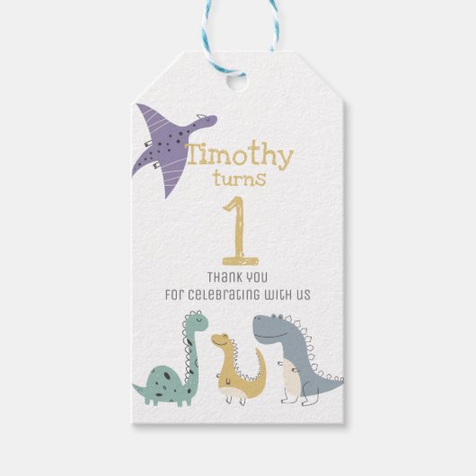  uitbarstingen van dinosauriërs op zaterdag cadeaulabel (Voorkant)