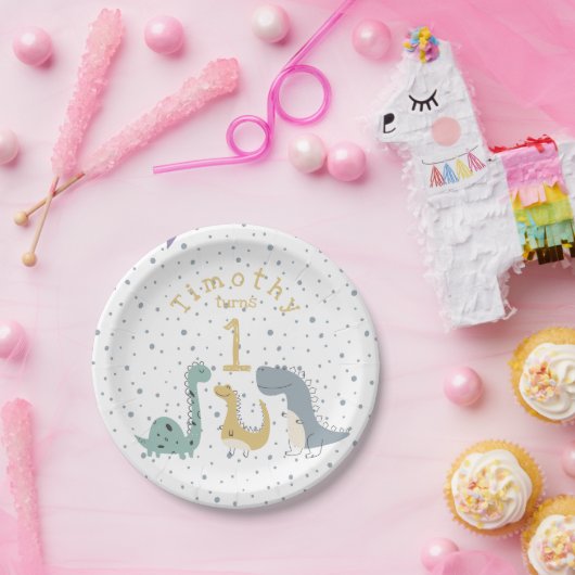 uitbarstingen van dinosauriërs op zaterdag papieren bordje (Feest)