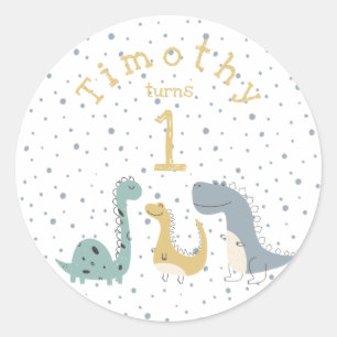 uitbarstingen van dinosauriërs op zaterdag ronde sticker