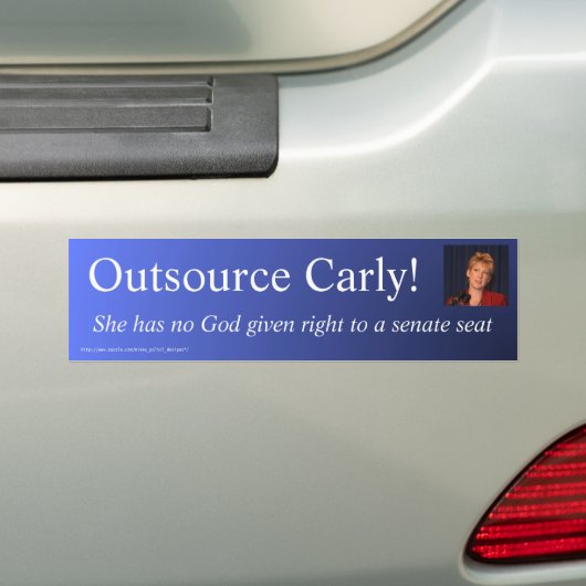 "Uitbesteden Carly!" Bumpersticker (Op auto)