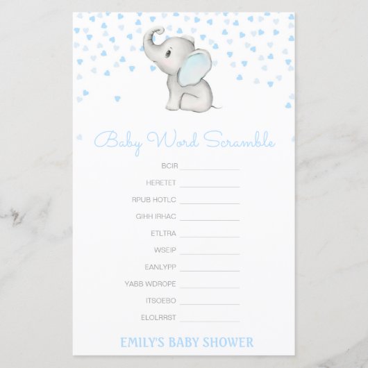 Uitbewerkbare Baby Word-scramble met antwoord (Voorkant)