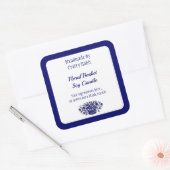 Uitbewerkbare blauwe witte  bloemen vierkante labe vierkante sticker (Envelop)