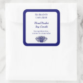 Uitbewerkbare blauwe witte  bloemen vierkante labe vierkante sticker (Tas)